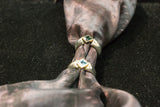 14k Gold and silver 925 ring with blue topaz \ emarald stone.